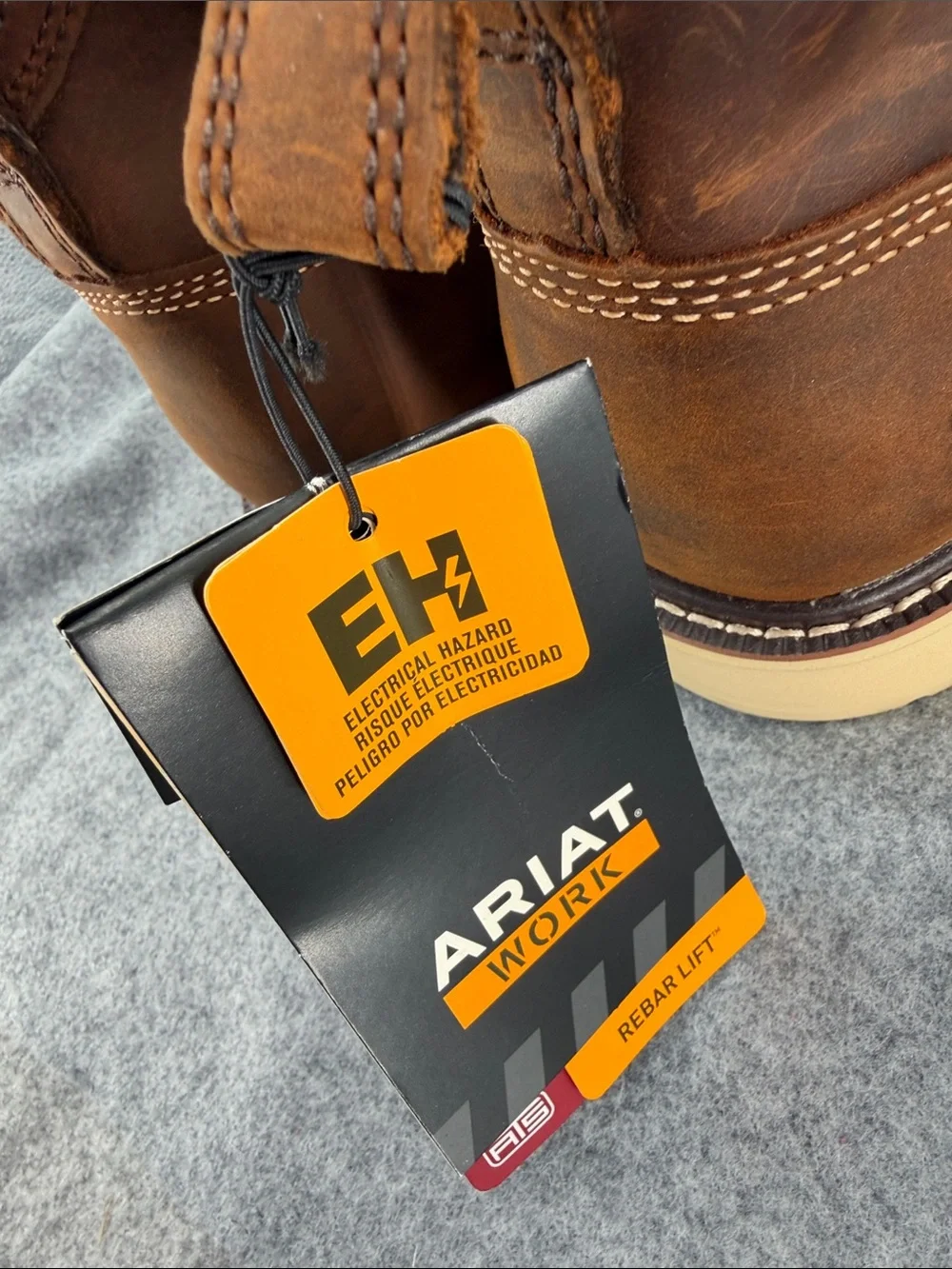 Ariat Work Rebar Lift dry shield slip resistant   Leather Lace-Up Work Boots NWT